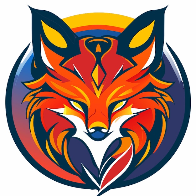 platte logo met een vectorillustratie van een vos vectorillustratie