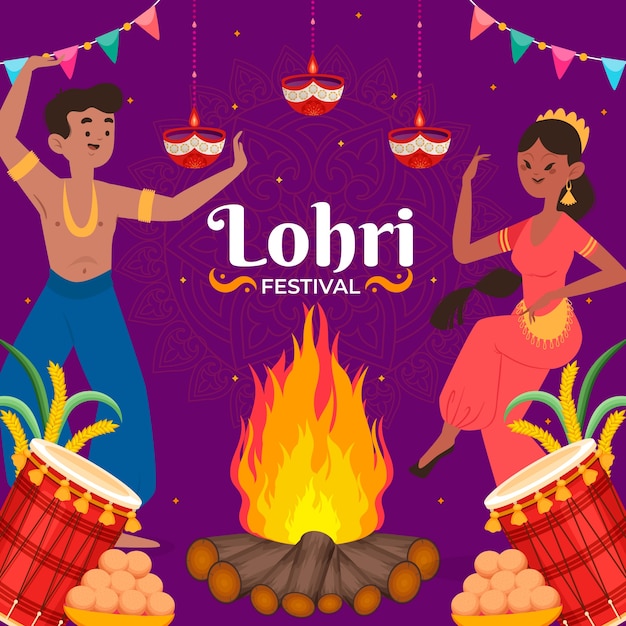 Platte lohri festival illustratie