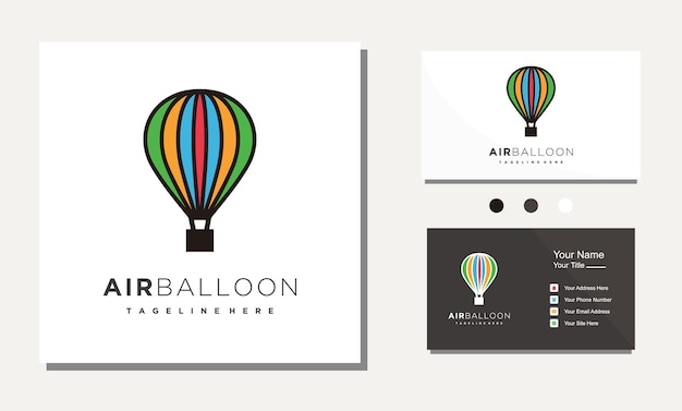 Platte luchtballon logo ontwerp pictogram vector