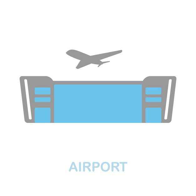 Platte luchthavenpictogram Gekleurd elementteken uit luchthavencollectie Platte luchthavenpictogramteken voor webdesign-infographics en meer