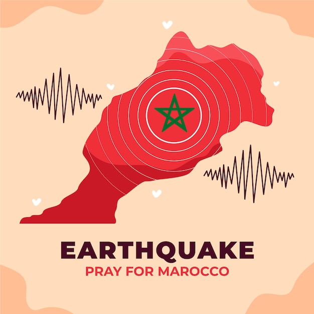 Platte marokko aardbeving kaart illustratie