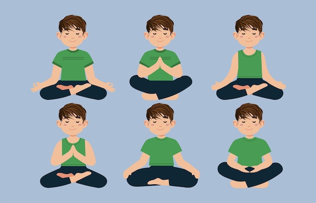 Vector platte mensen mediteren illustratie yoga