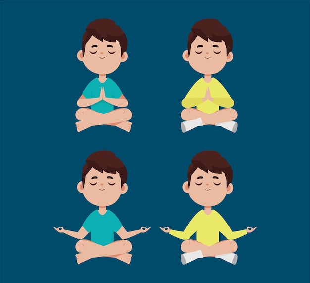 Vector platte mensen mediteren illustratie yoga