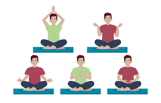 Platte mensen mediteren illustratie yoga