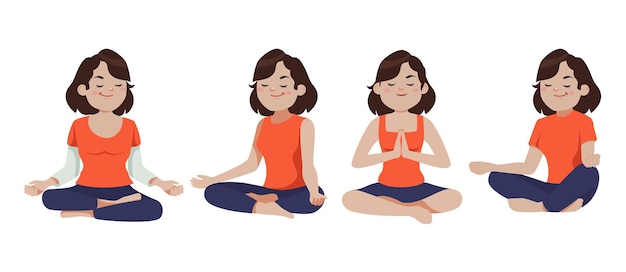 Platte mensen mediteren illustratie yoga