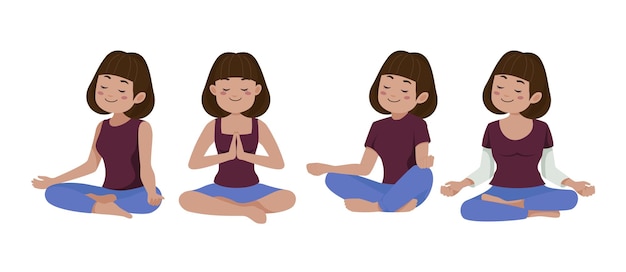 Platte mensen mediteren illustratie yoga