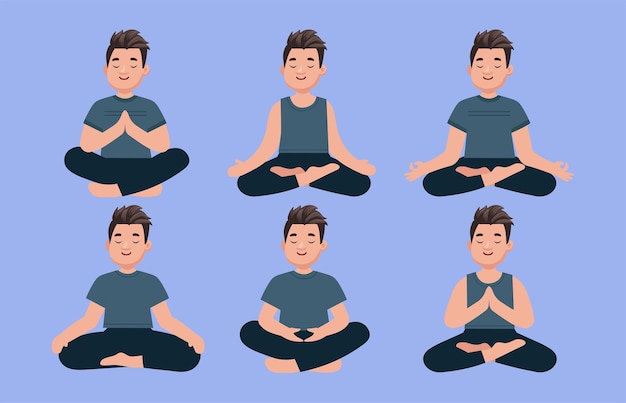 Platte mensen mediteren illustratie yoga