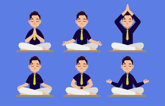 Vector platte mensen mediteren illustratie yoga