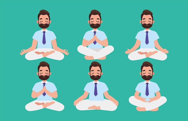 Platte mensen mediteren illustratie yoga