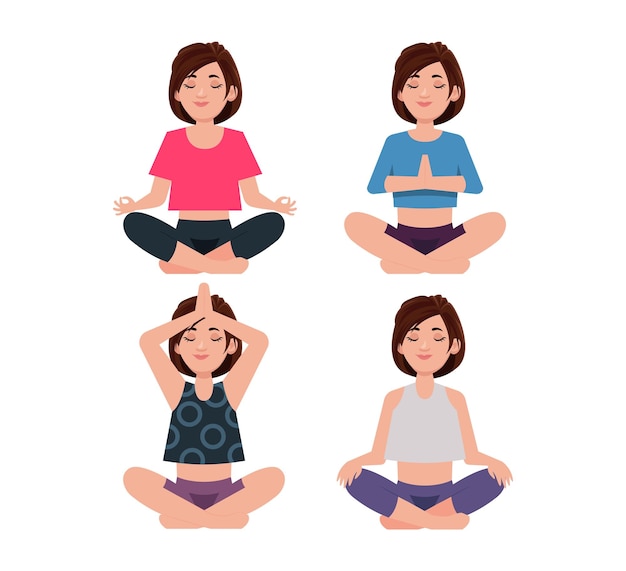 Platte mensen mediteren illustratie yoga