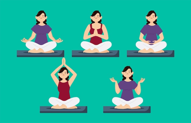 Platte mensen mediteren illustratie yoga