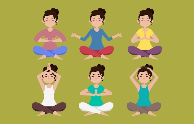 Platte mensen mediteren illustratie yoga