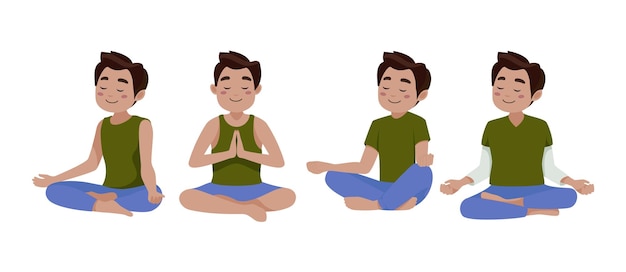 Vector platte mensen mediteren illustratie yoga