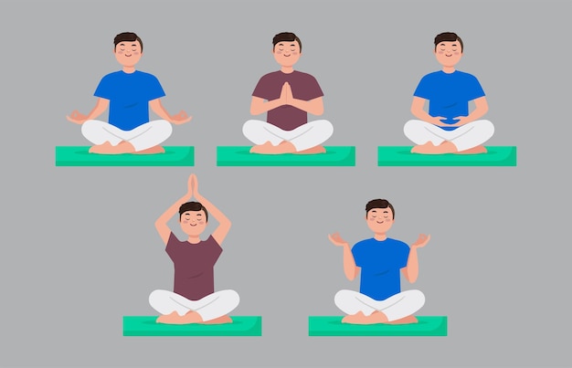 Vector platte mensen mediteren illustratie yoga