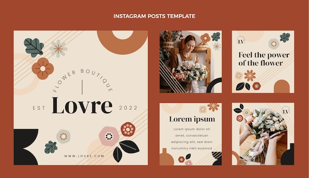 Vector platte minimale boutique instagram postsjabloon