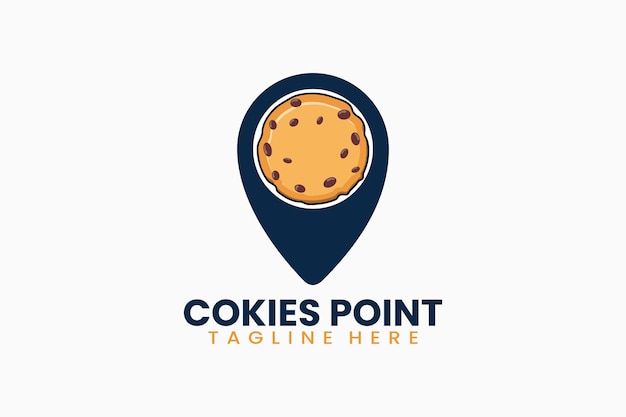 Platte moderne cookies pin punt logo sjabloon vectorillustratie