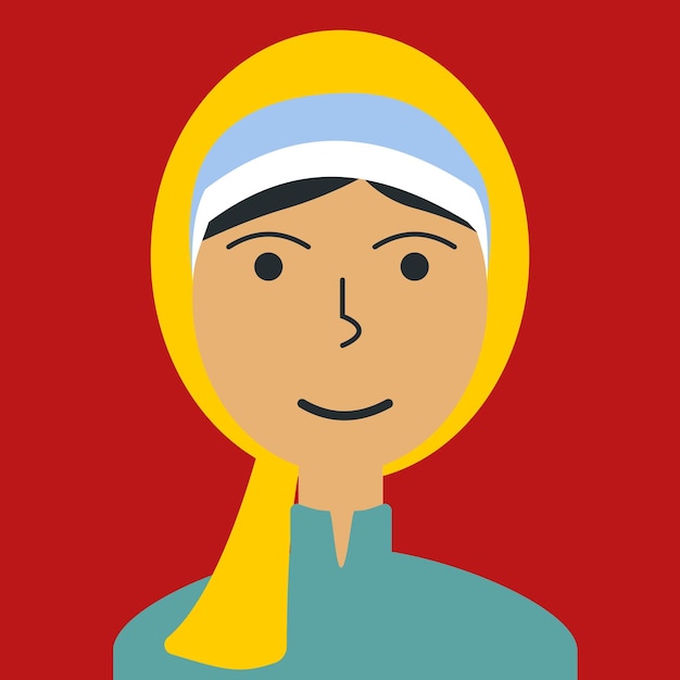 Platte moslimvrouwen portret Jong meisje Arabische etniciteit gezicht avatar voor web game account vector icon