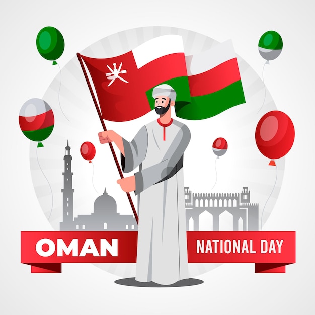 Vector platte nationale dag van oman illustratie