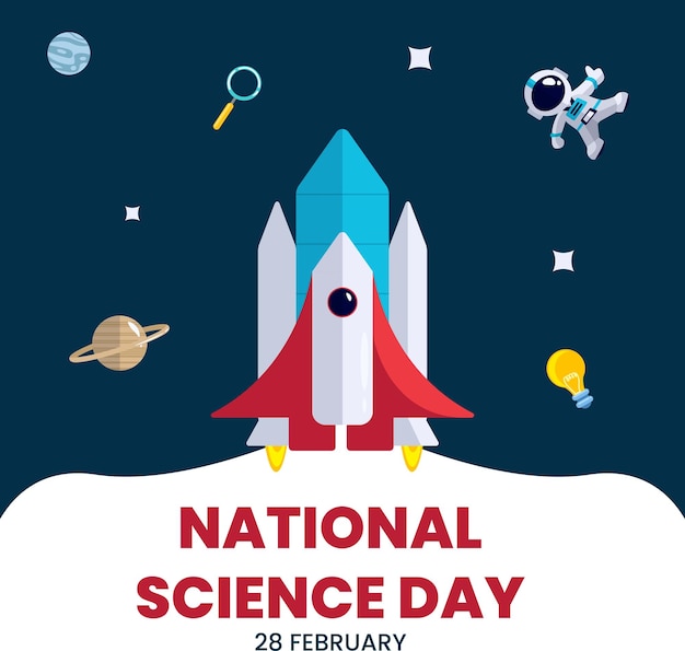 Platte nationale wetenschapsdag achtergrond geschikt voor brochure, poster, achtergrond en sociale media