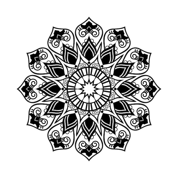 Platte nieuwe kunststijl hand getekende abstracte zwart-witte kleuren mandala achtergrond ontwerp vector