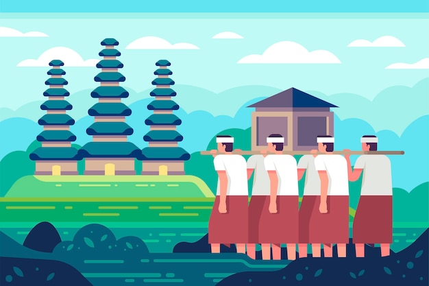 Platte nyepi illustratie