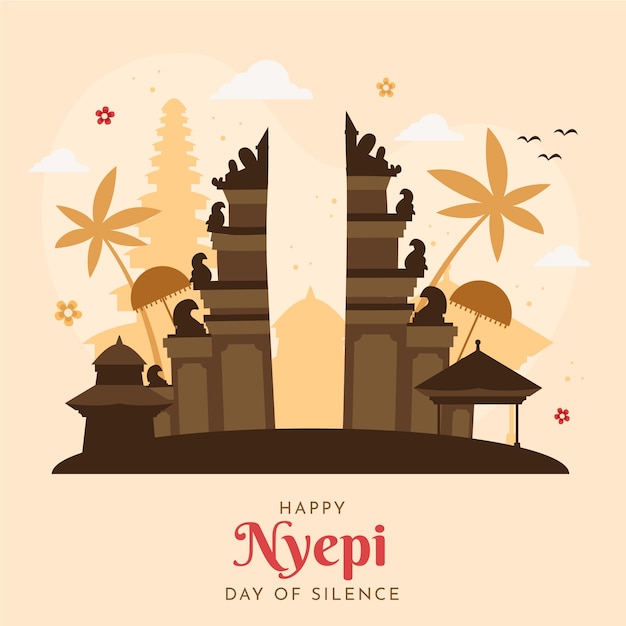 Vector platte nyepi-illustratie