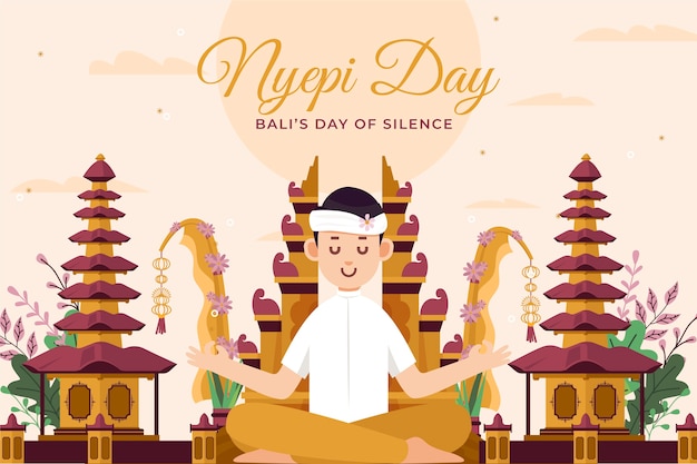 Vector platte nyepi-illustratie