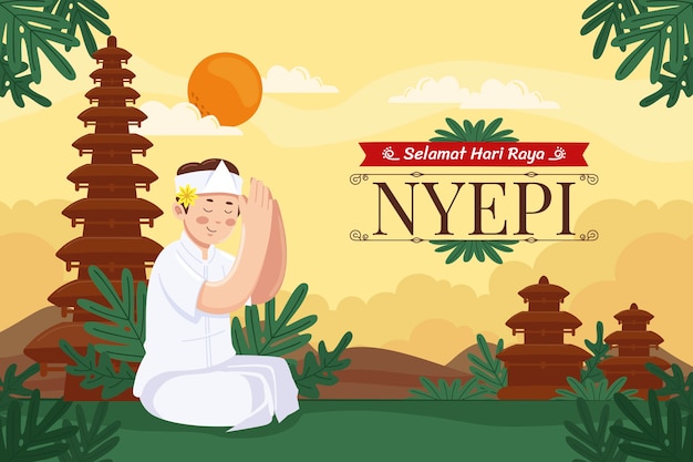 Platte nyepi-illustratie