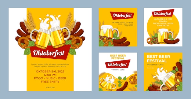 Platte oktoberfest instagram-berichtenverzameling posts