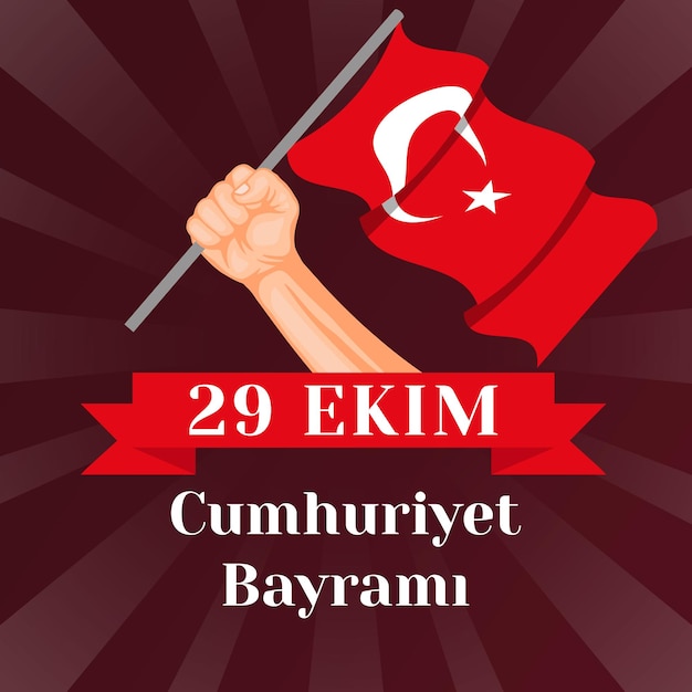Platte ontwerp 29 ekim cumhuriyet bayrami illustratie