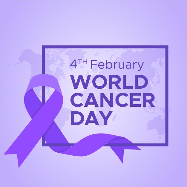 Platte ontwerp achtergrond Werelddag voor kanker