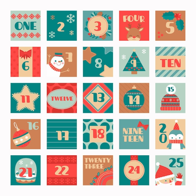 Platte ontwerp adventskalender