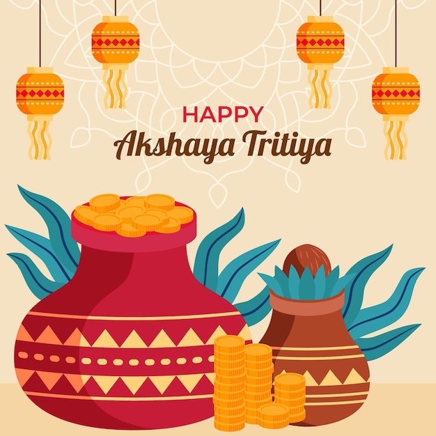 Platte ontwerp Akshaya Tritiya illustratie