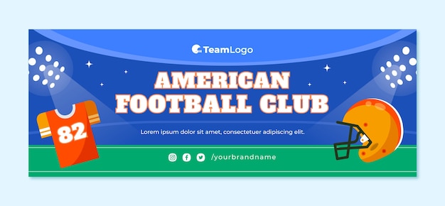 Platte ontwerp amerikaans voetbal facebook-omslag