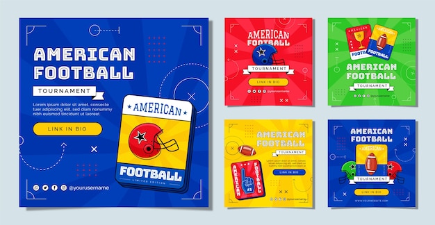 Platte ontwerp Amerikaanse voetbal instagram-berichten