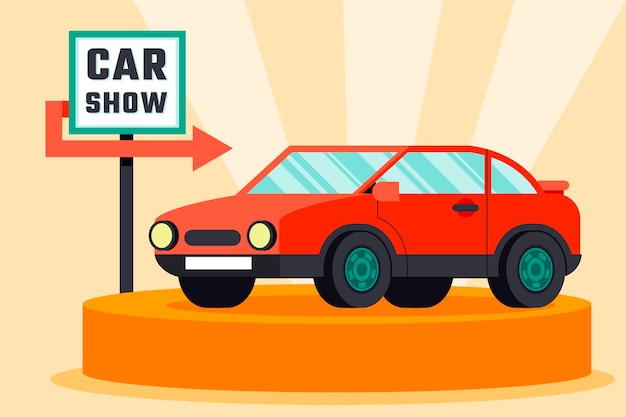 Vector platte ontwerp auto show illustratie