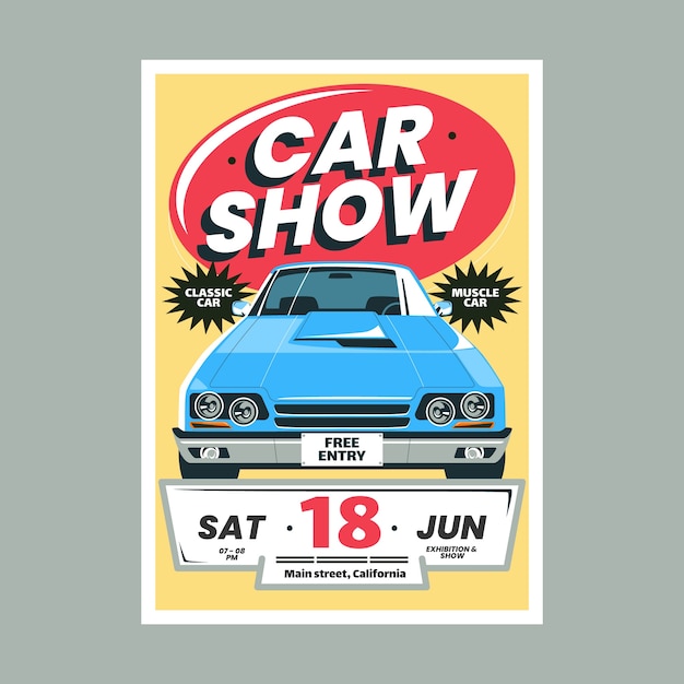 Vector platte ontwerp autoshow poster