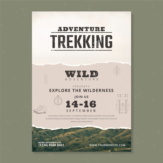 Vector platte ontwerp avontuurlijke trekking poster