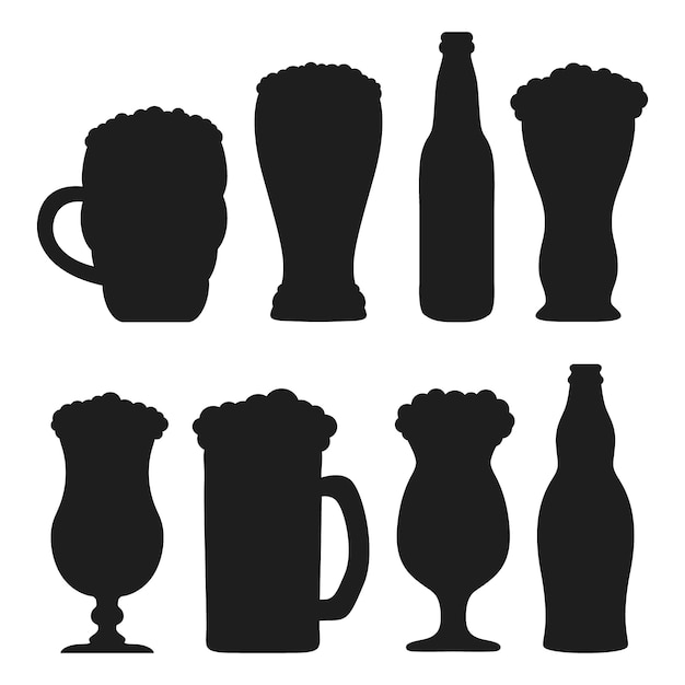 Platte ontwerp bier silhouet