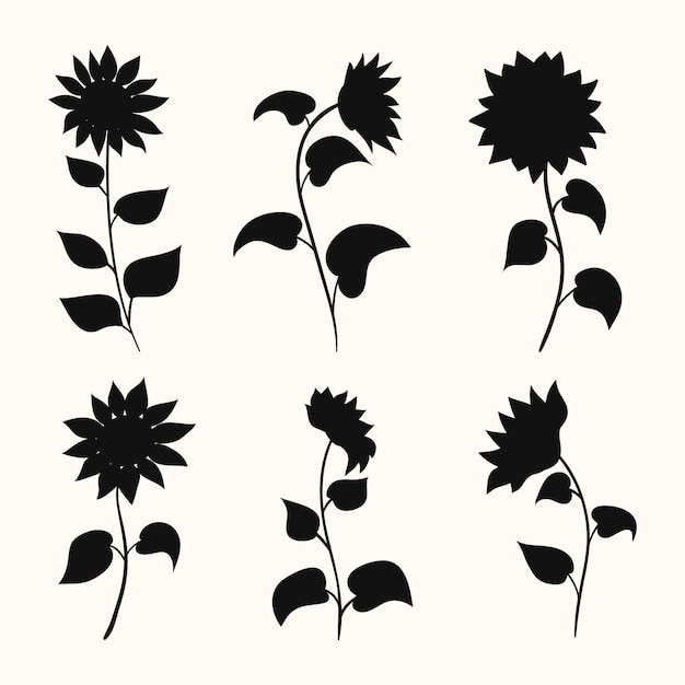 Platte ontwerp bloem silhouetten illustratie