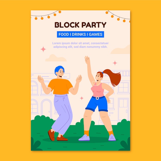 Vector platte ontwerp blok partij poster sjabloon