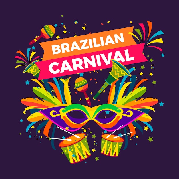 Platte ontwerp braziliaanse carnaval concept