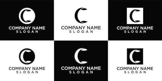 Platte ontwerp c logo ontwerpsjabloon