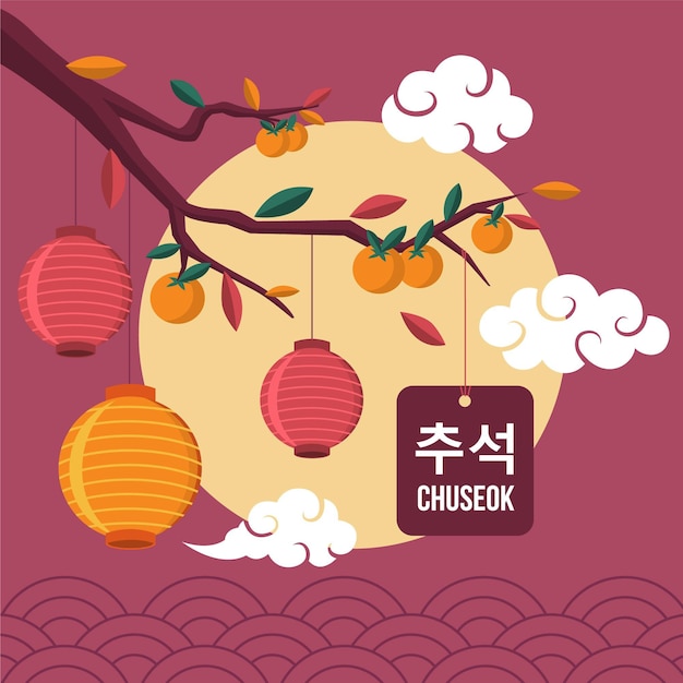 Platte ontwerp chuseok concept