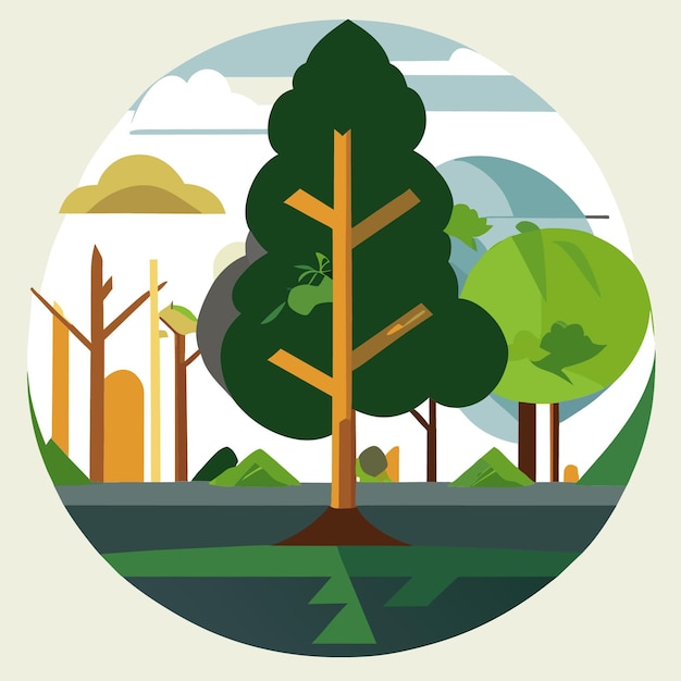 Vector platte ontwerp collectie boom planten ecovriendelijke vector kunst