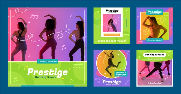 Platte ontwerp dansschool instagram posts