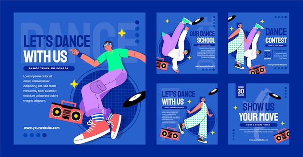 Platte ontwerp dansschool instagram posts