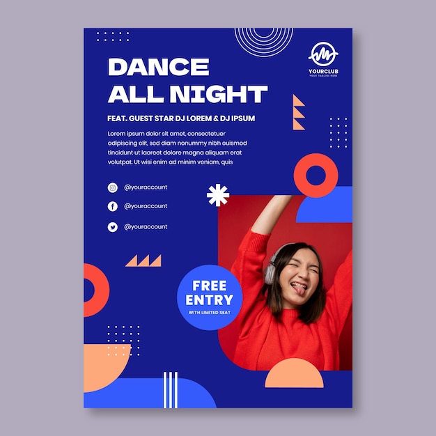 Platte ontwerp dansshow poster sjabloon