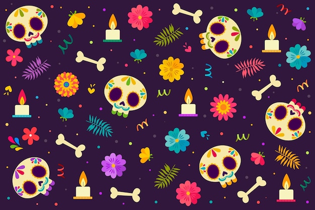 Platte ontwerp dia de muerstos achtergrond