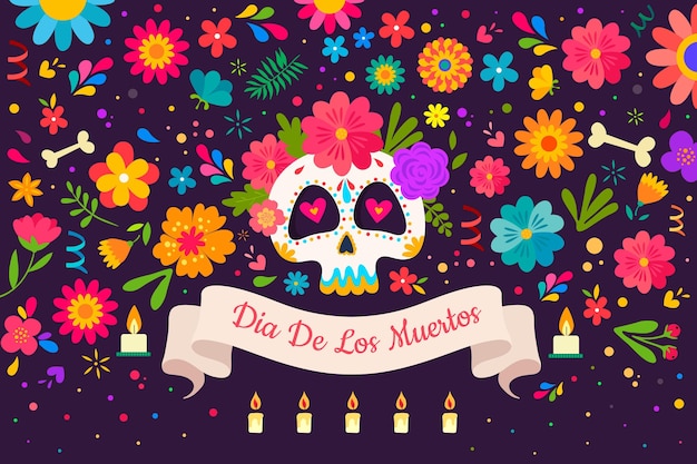 Platte ontwerp dia de muerstos achtergrond